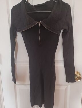 BNWT Lelis Collection Black Zip Front Off Shoulder Dress